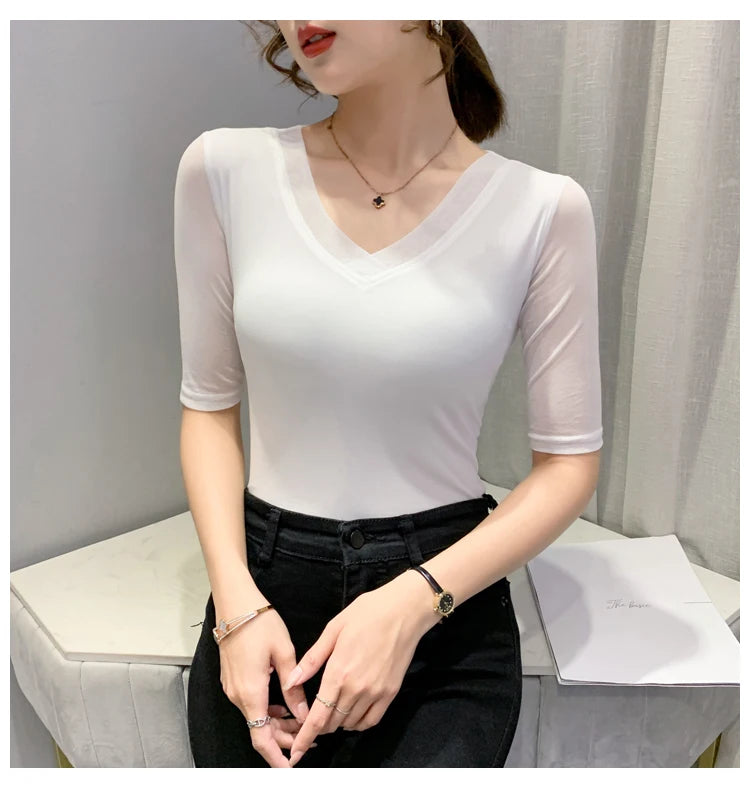 Women's Slim Fit V-Ne T-irt Me Inner Wear Top Spring Autumn Season Faionable Base irt Breathable Wear Resistant