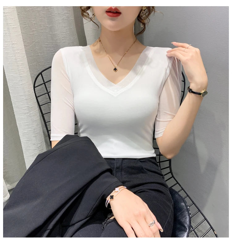 Women's Slim Fit V-Ne T-irt Me Inner Wear Top Spring Autumn Season Faionable Base irt Breathable Wear Resistant