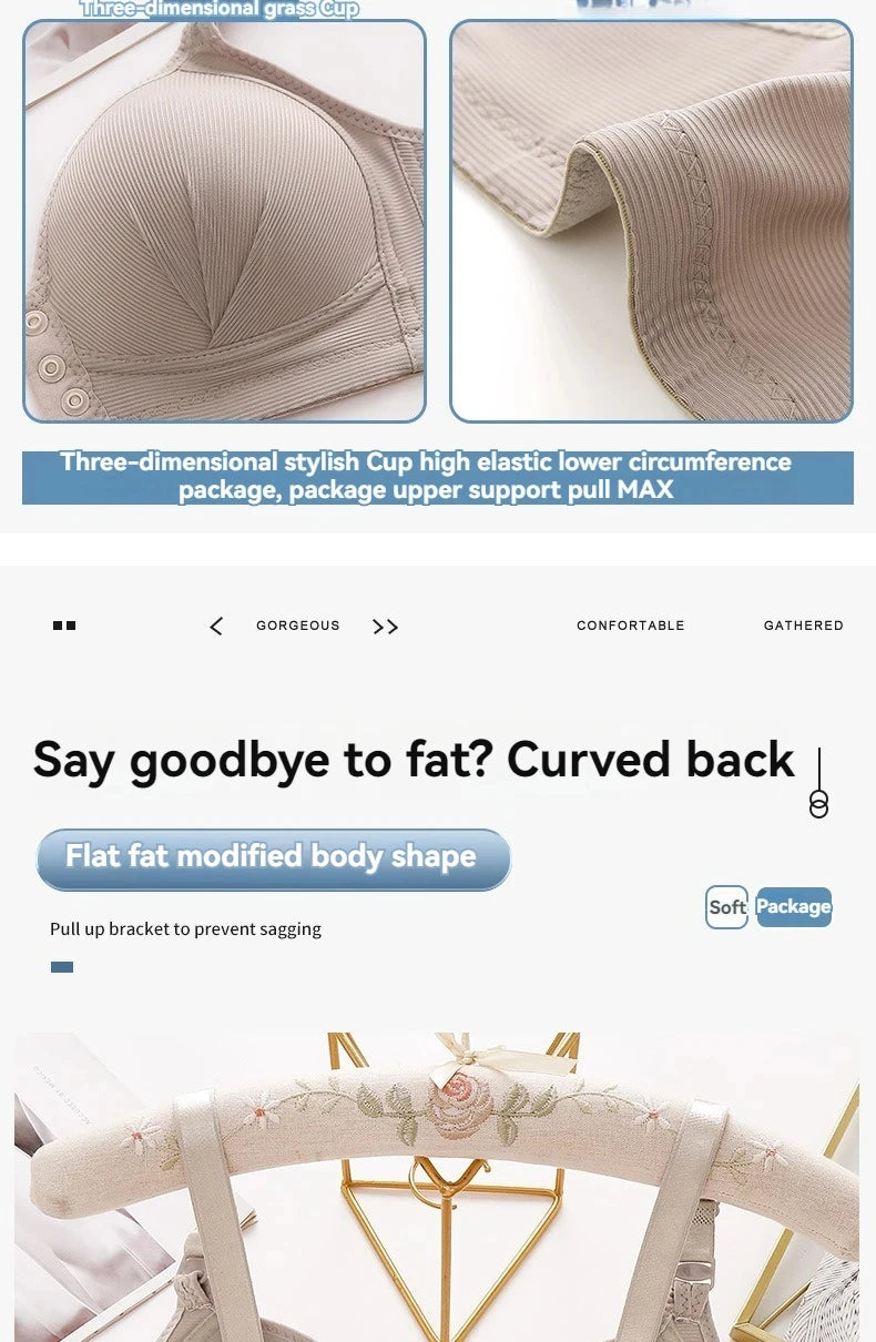 New Large Size Front Buckle Sexy Push up WOMEN'S Bra Adjustable Thin Cup Breathable Comfortable Middle-aged Mom Ladies Underwear