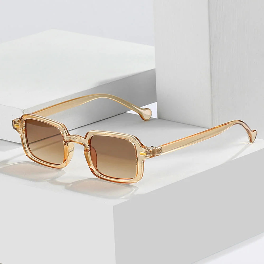 Sun Glasses Casual Men UV400 Protection Rivets Decoration Vintage Women Rectangle Luxurious