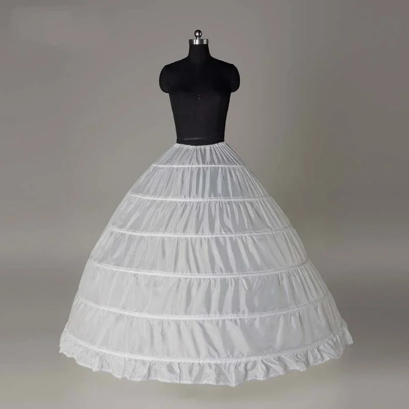 Cheap 6 Hoop Crinoline White Long Wedding Petticoat Ball Gown Dress Underskirt Skirt Half Slips Wedding Accessories