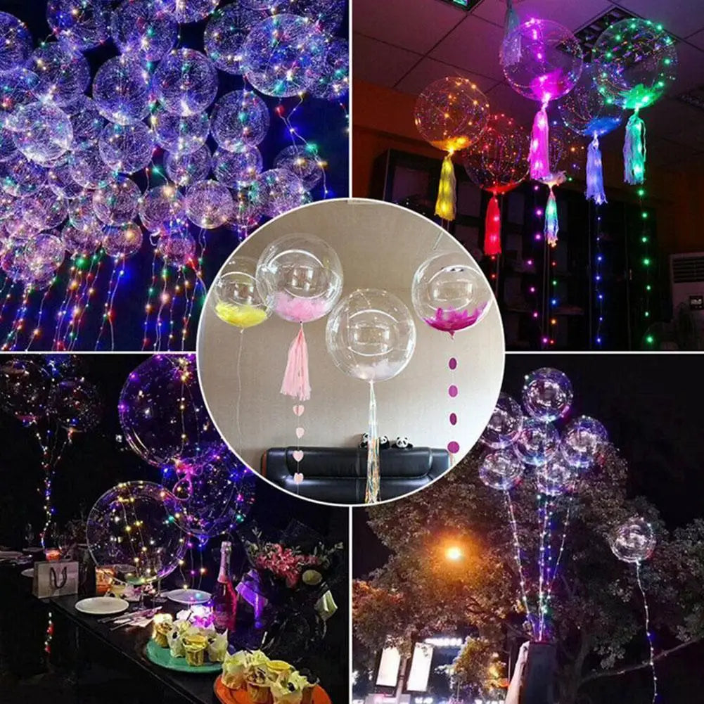 3Pcs LED Light Up Balloons Glow In The Dark Transparent Led Balloons for Weddings Birthdays Valentine's Day Party Festival Decor