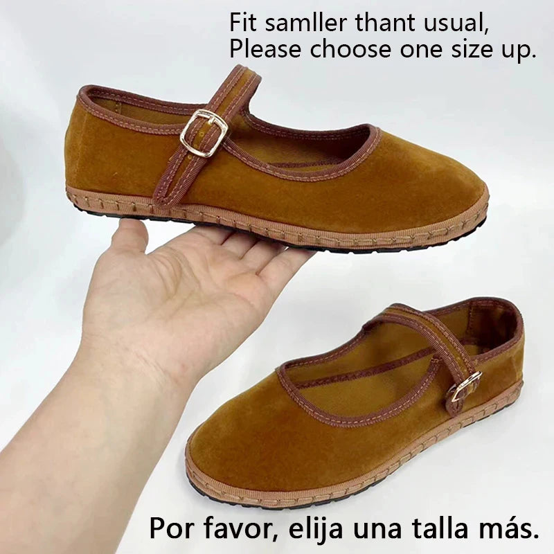 Elegant Mary Janes Flats Shoes Women Black Buckle Strap Shallow Casual Ballet Shoes Ladies Spring Autumn Canvas Loafers 2024