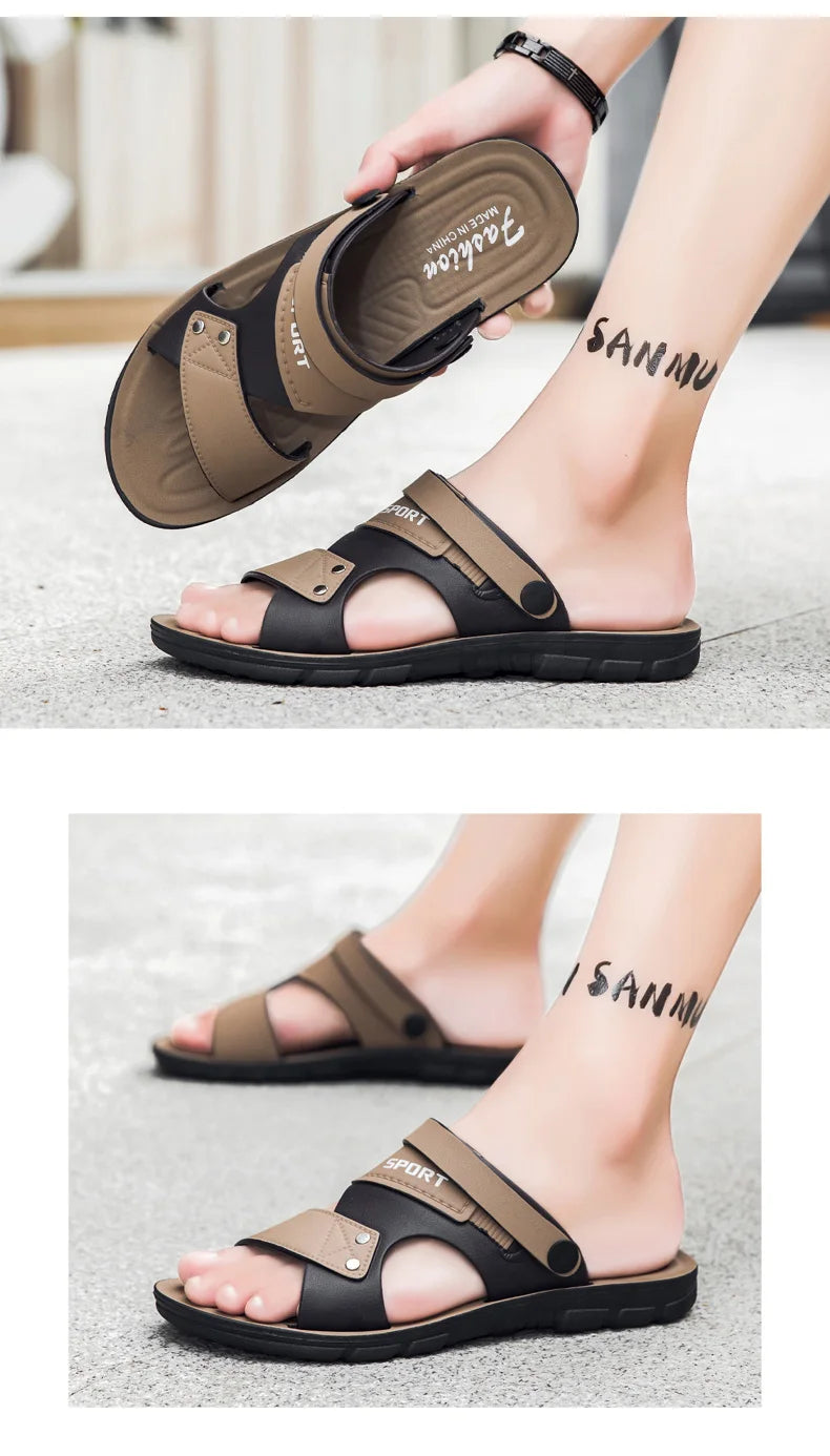 Summer Men's Sandals Fashion Beach Shoes For Men Classic Leather Slipper Male Outdoor Casual Leather Sandals Men