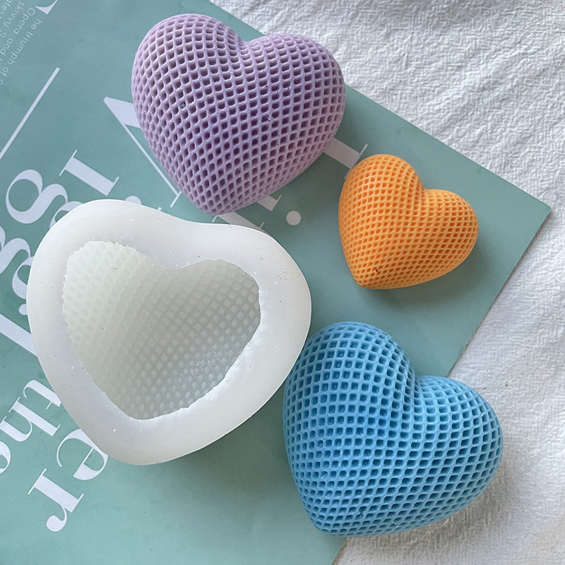 3D Woven Love Heart Silicone Mold Diy Handmade Heart-shaped Candle Soap Plaster Cake Chocolate Baking Tool Valentine's Day Gift