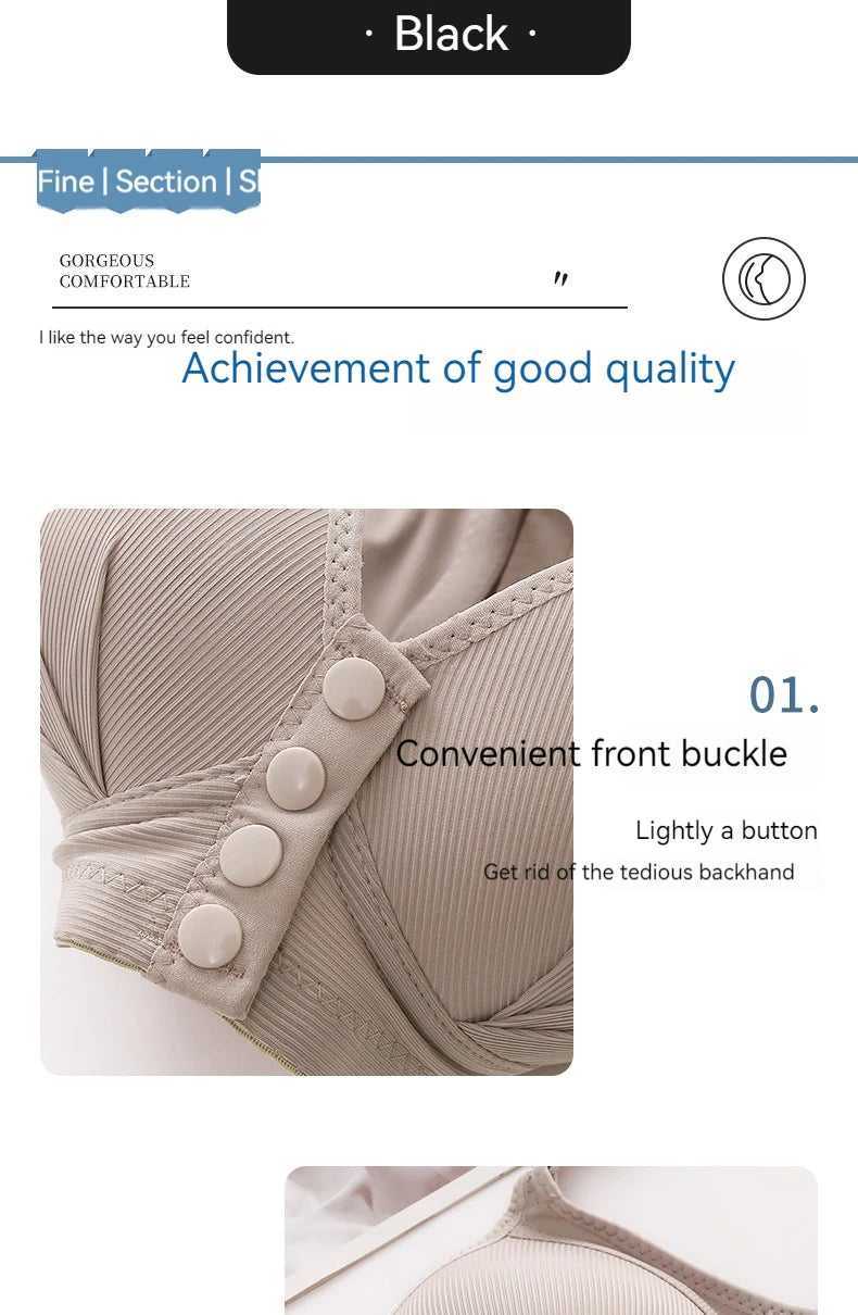 New Front Button Type Sexy Brassiere Anti-sagging Gathered No Steel Ring Ladies Mother Large Size Thin Section Underwear Bra