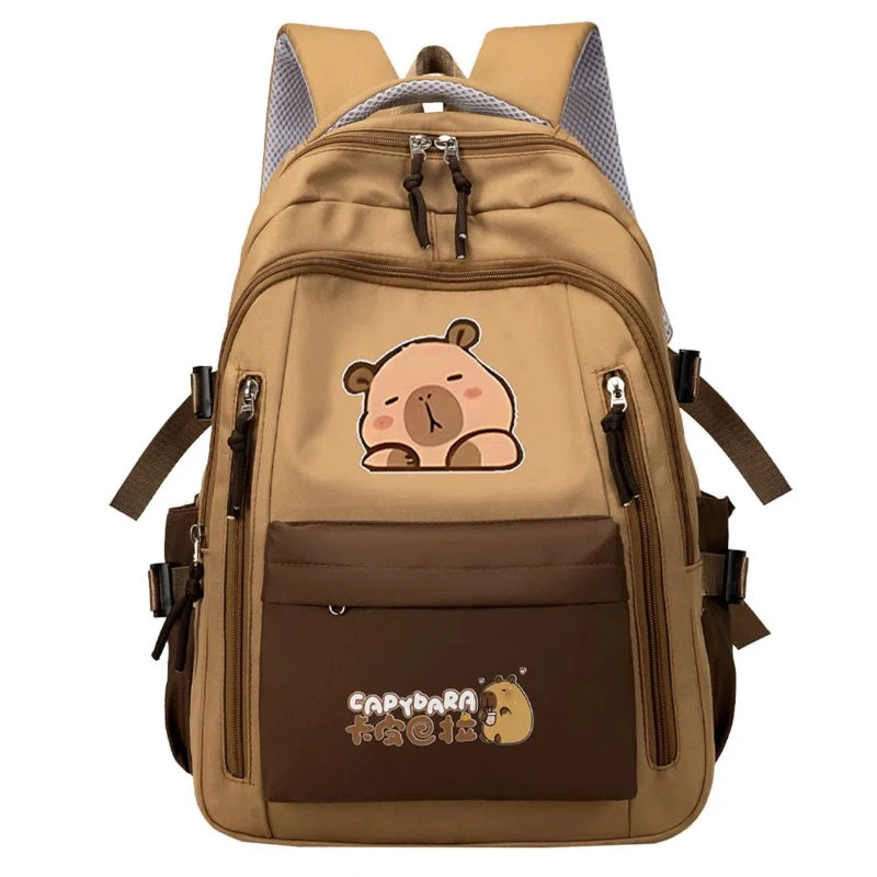 Capybara School Backpack Teens Girls School Bags Set Casual Daypack Kids 3Pcs Book Bag Kawaii Children Schoolbag Travel Backpack