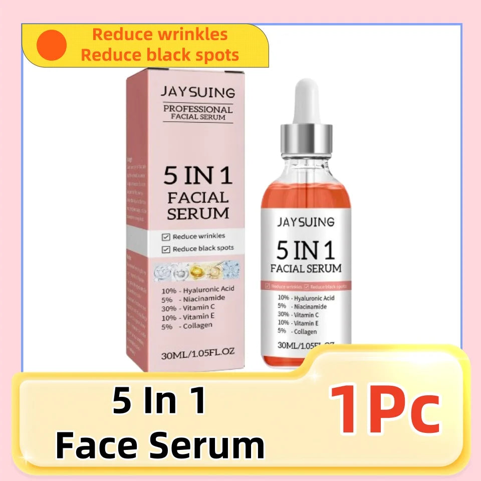 1/2/3/5/10Pcs 5 In 1 Hyaluronic Acid Face Serum Moisturizing Vitamin C collagen Lightning Facial Serum Shrink Pores Skin Care