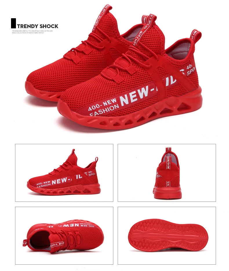 Kids Casual Low Top Lace Up Sneakers Boys Girls Breathable Lightweight Anti Slip Outdoor Walking Children Sports Running Tennis