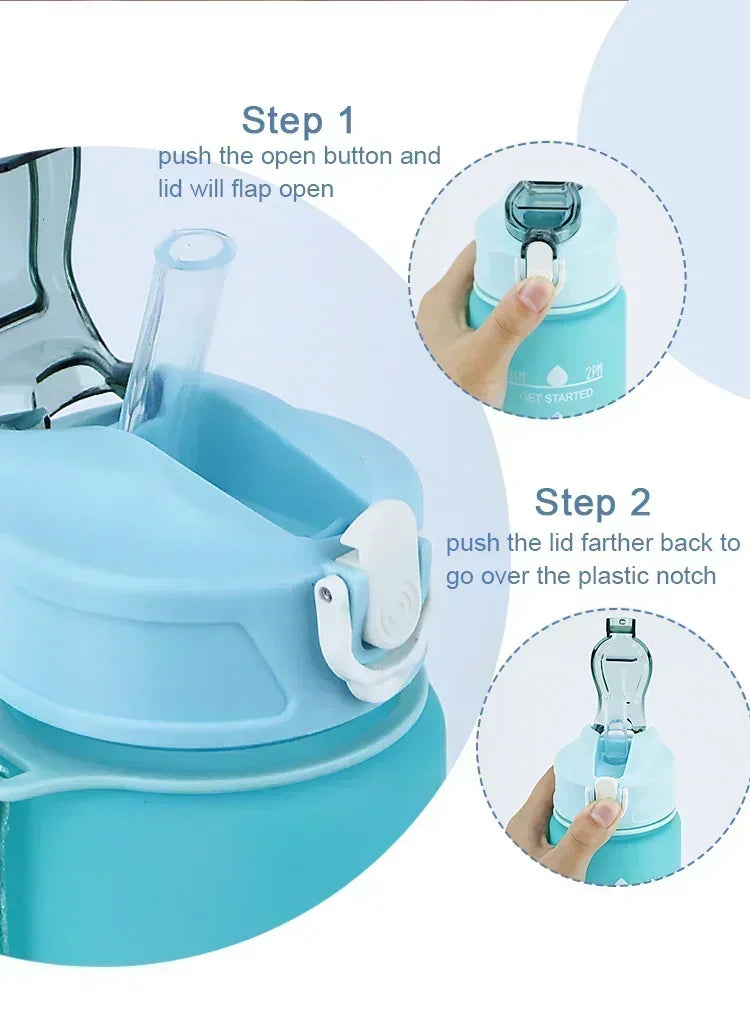 900ml Leakproof Water Bottles with Times To Drink and Straw Motivational Drinking Sports Water Bottle for Fitnes Gym Outdoor