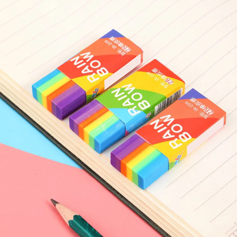 1 Piece Lytwtw's Cute Kawaii Creative Rainbow Eraser Rubber Stationery School Supplies Novelty Lovely Eraser