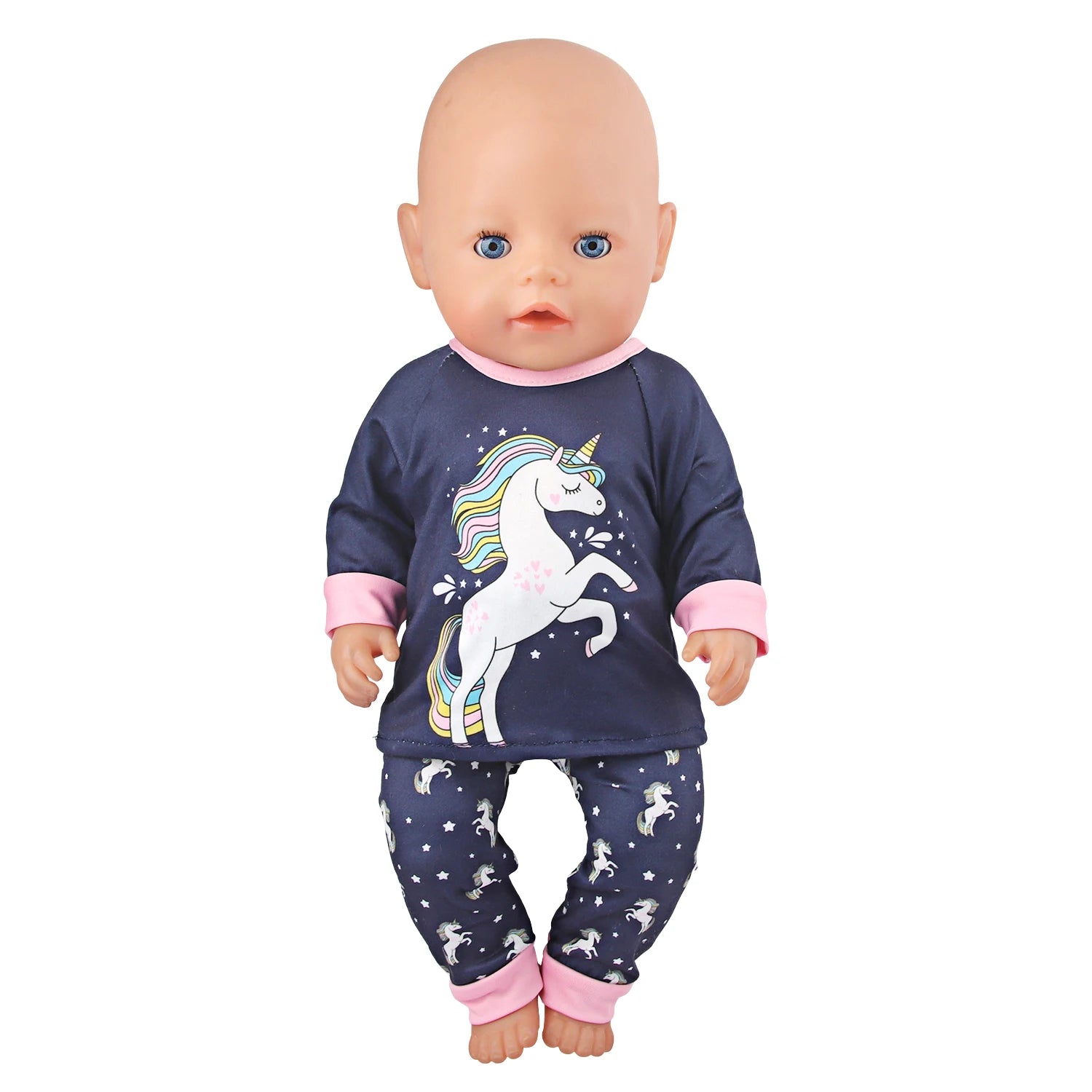 Doll Clothes Pajamas  For 43cm Baby New Born&American 18 Inch Girl Doll Unicorn Shark Cartoon Clothes Suit For Generation Doll