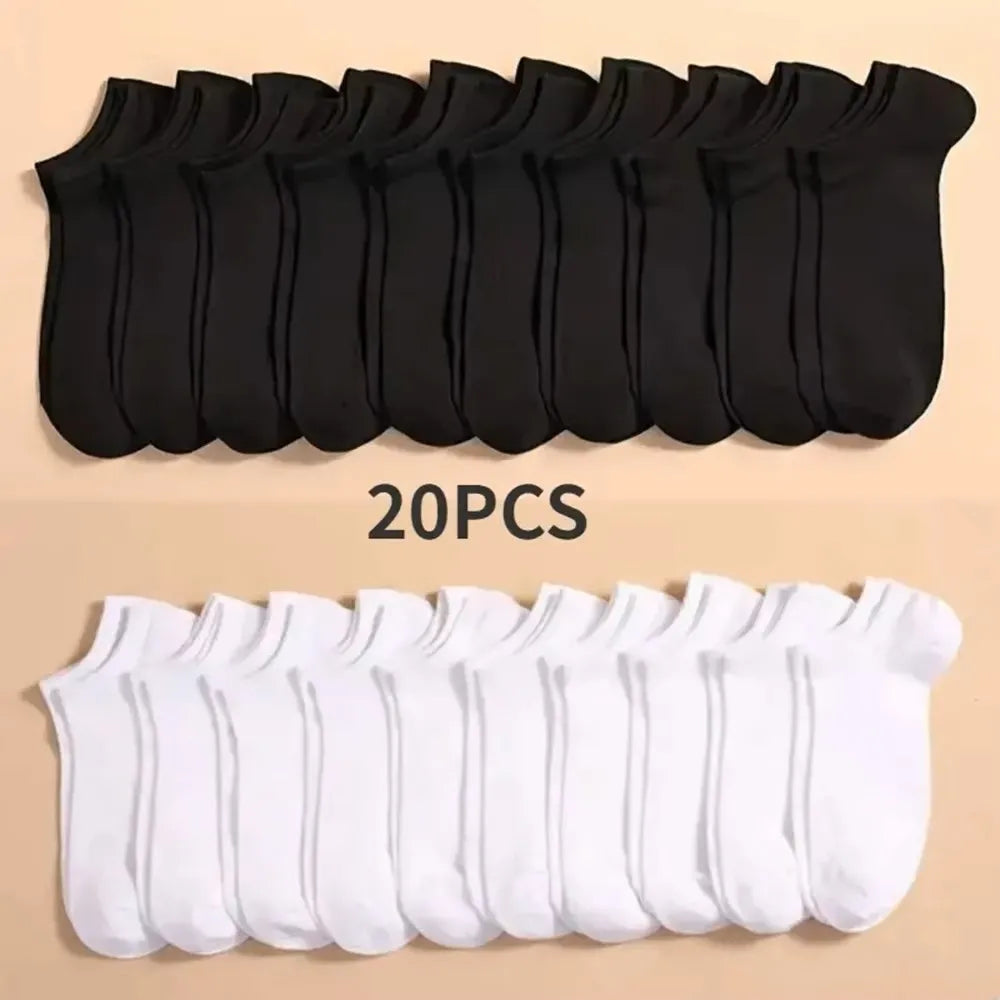 10/20 Pairs Unisex Casual Plain Color Boat Socks Thin Breathable Comfy Anti-odor Sweat-absorbing Low Cut Men Women Ankle Socks
