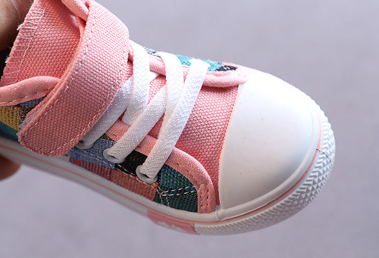 Children Canvas Shoes for Boys Girls Fashion Kids Casual Sneakers Breathable Checkered Classic Girls High-top Lattice Sneakers