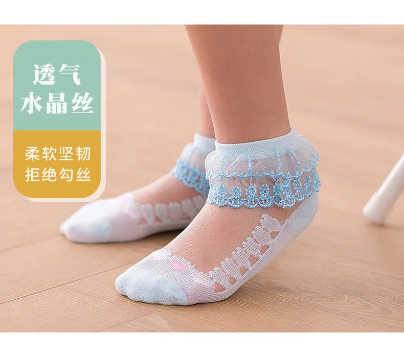 1 Pair Soild Color Thin Lace Mesh Socks for Baby Children Girls Summer Dresses Paired with Princess Socks Baby Clothing