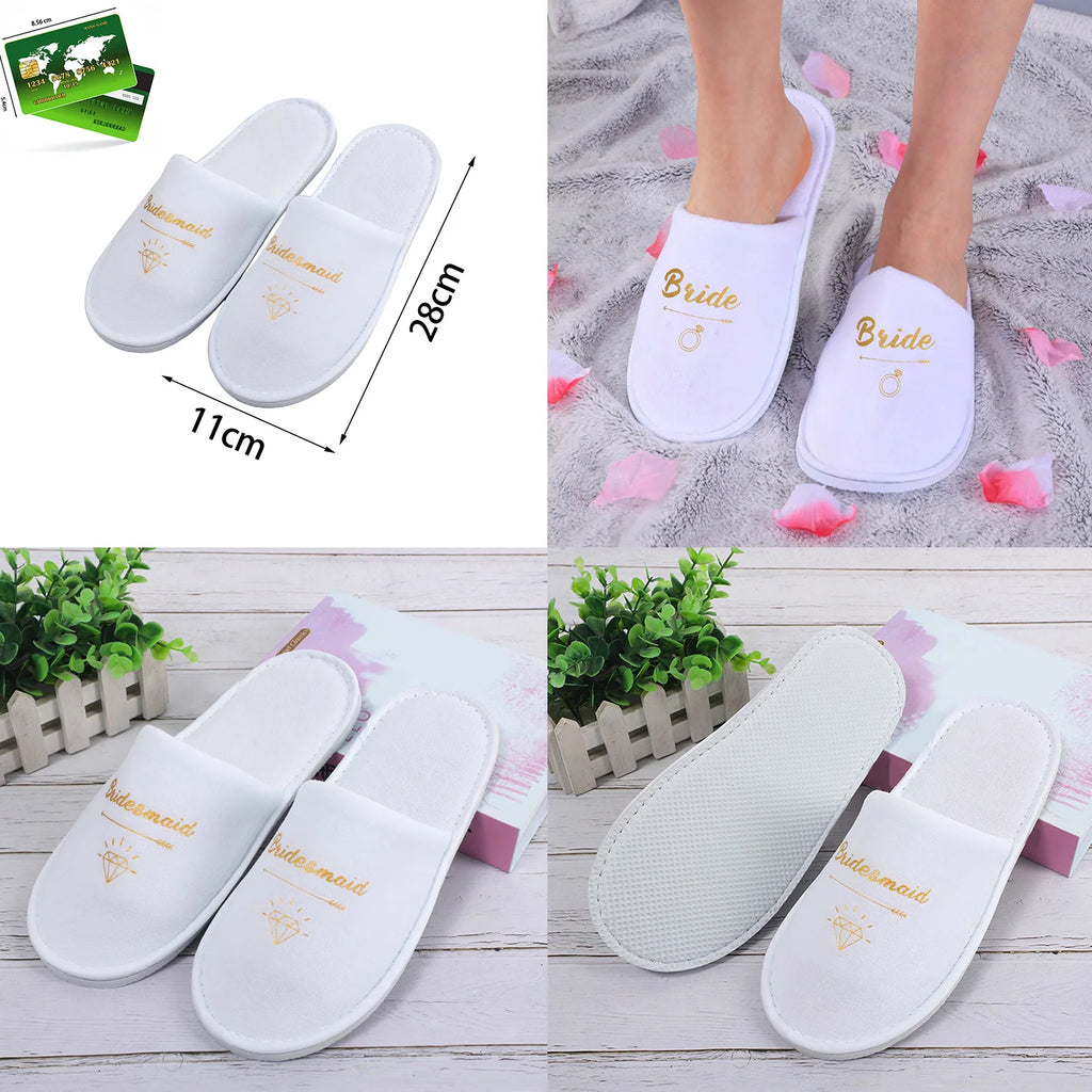 Personalised Wedding Bridal Party Slippers Bride / Bridesmaid Gift rose gold foil gold glitter Open Toes Slipper