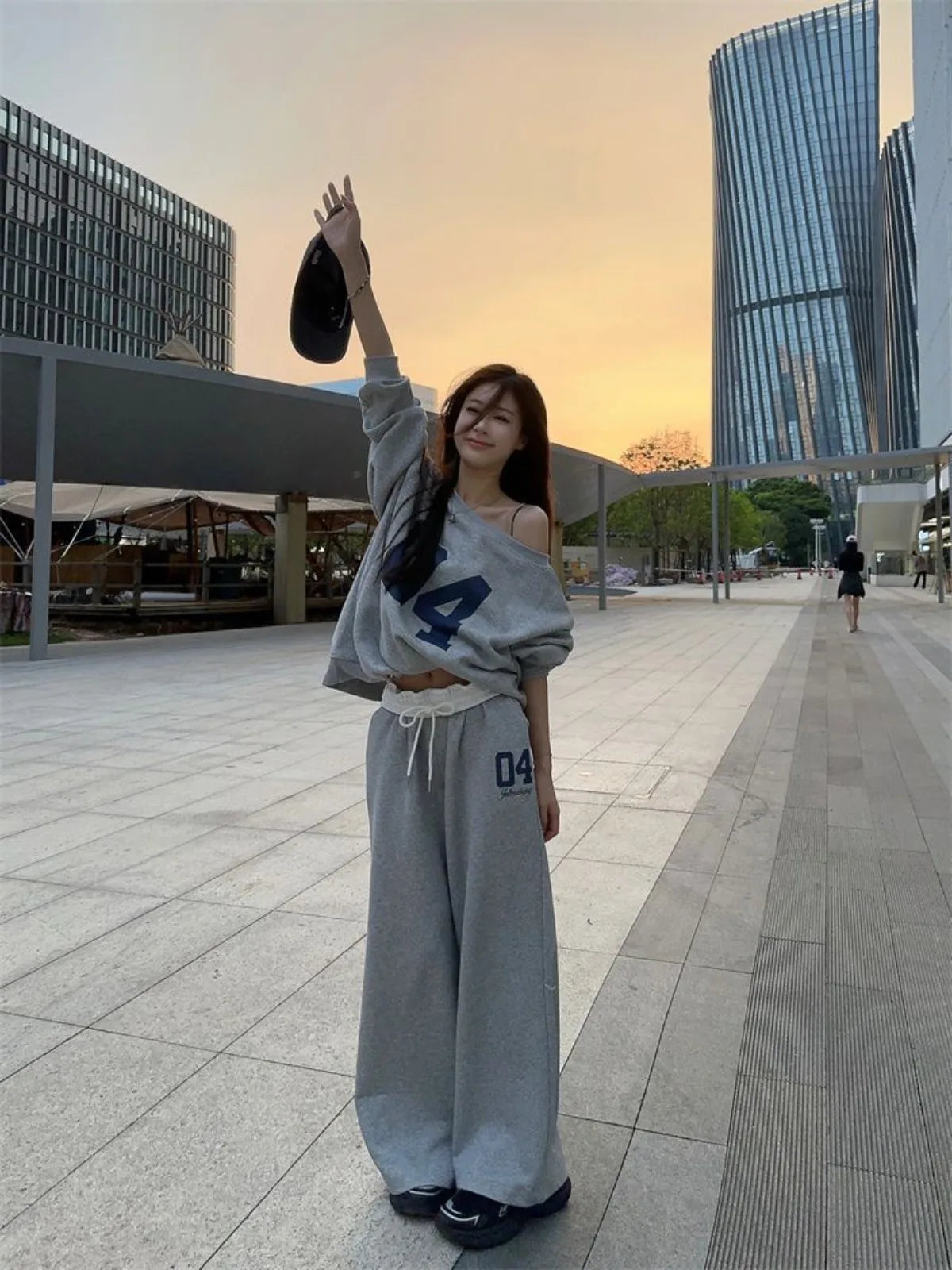 Fashion Retro Sports Dark Pants Charm Women in Spring and Summer Vitality High Waisted Casual Pants Loose Pants Streetwear