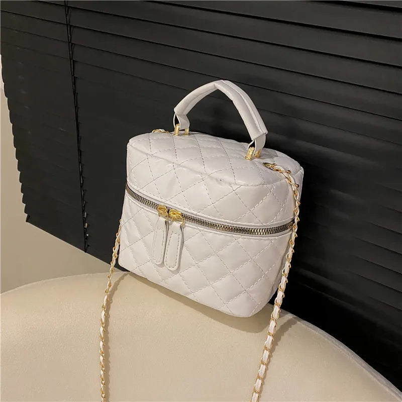 Trendy  Buet Handbag Women's Crossbody Versatile High-End Feel PU Leather Soft Surface Zipper Closure Casual Sle