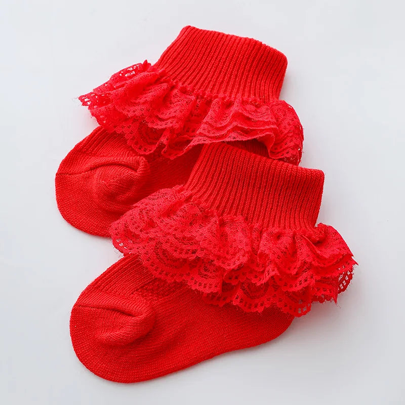 0-1Y Newborn Infant Toddler Baby Socks Girls Kids Princess Bowknot Lace Floral Short Socks Cotton Ruffle Frilly Trim Ankle Socks