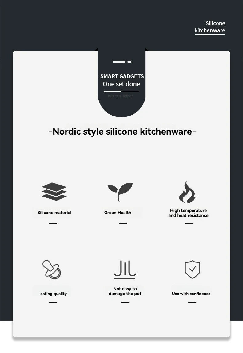 Kitchen Tools Set Wooden Handle Nonstick Pan Food Grade Cooking Silicone Storage Kit Stir Fry Baking Kitchen Set