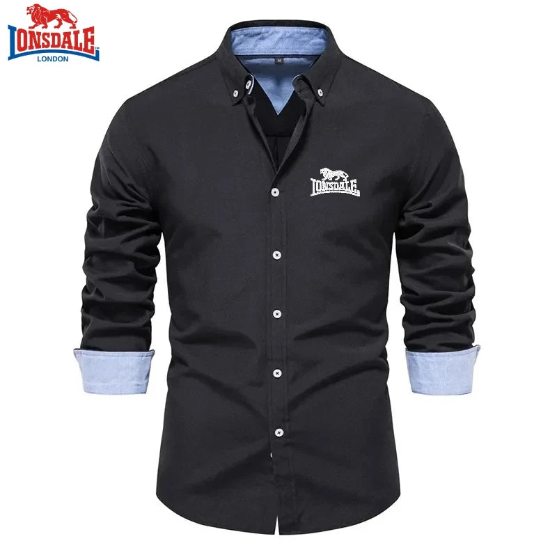 New Spring and Autumn Cotton Social Shirt Men Solid Color High Quality Long Sleeve Shirt for Men Lapel Casual Social Men's Shirt
