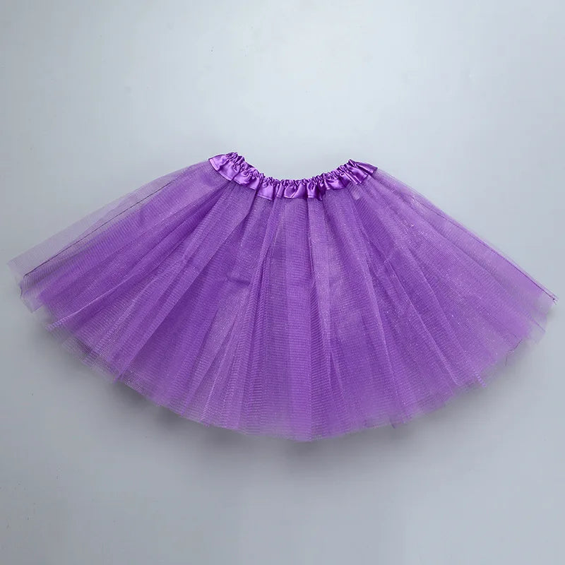 Girl Elastic Ballet Dancewear Tutus Mini Skirt For Birthday Party Dance 3 Layer Tulle Tutu Skirt for Kids Princess 2-8Y Girls