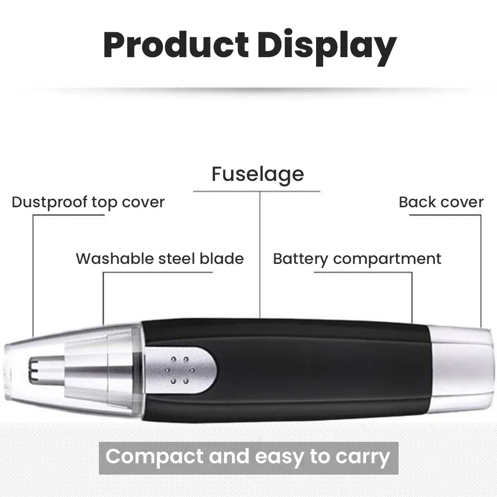 3-in-1 Rechargeable Facial Hair Trimmer - Painless Electric Nose, Ear & Eyebrow Shaver for Men & Women, Portable Grooming Kit