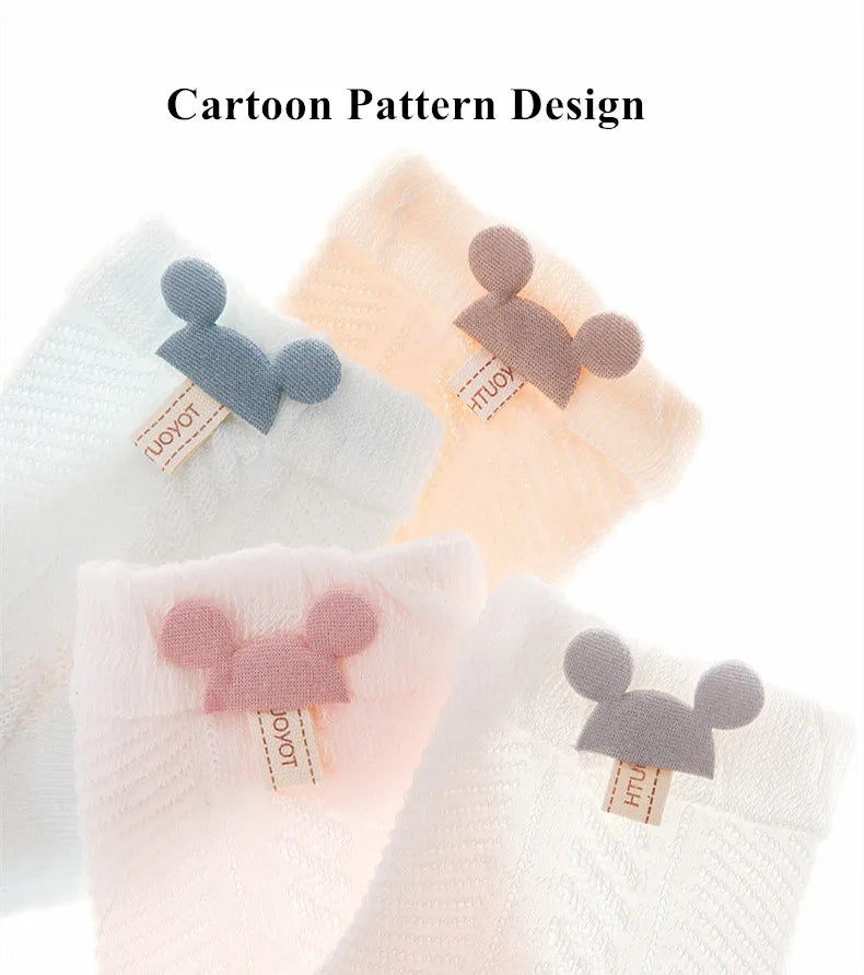 4Pairs/Lot Summer Baby Mesh Thin Socks Cartoon Soft Cotton Newborn Sock Princess Infant Toddler Girls Cute Breathable Socks