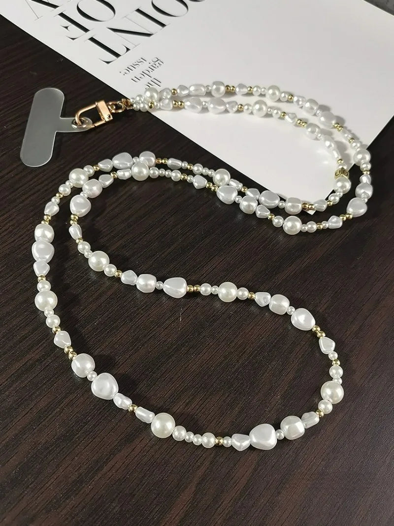 Pearl Crossbody Lanyard Women's Ins Outdoor Travel Mountain Climbing Fashion Back Chain Mobile Phone Lanyard Xiaoxiangfeng