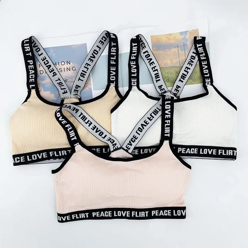 Women's Sports Bra Push Up Fitness Bra Yoga Bra Sport Underwear Running Gym Fitness Tops Black White Letters Seamless Underwear