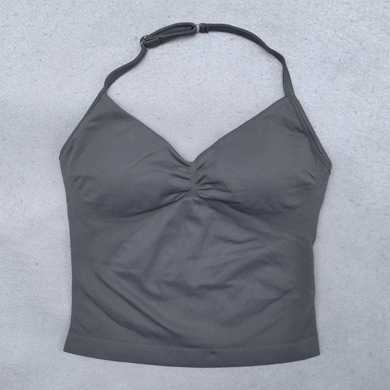 2 Pieces Yoga Set Women Backless Halter Tops High Waist Seamless Shorts Gym Suit Fitness Clothes Sportswear Workout Sets