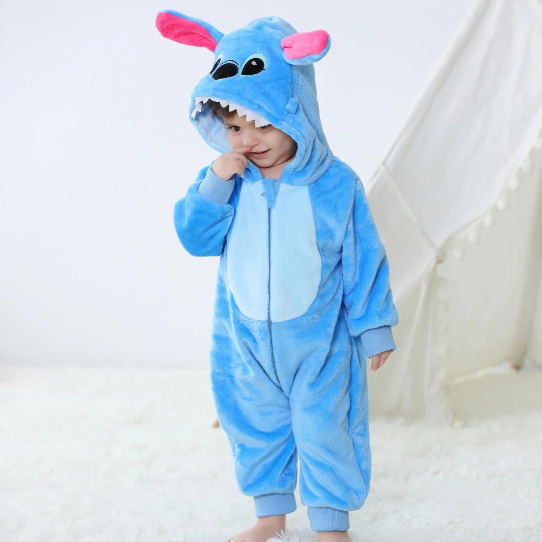 Baby Kigurumi Stitch Cartoon Romper Infant Kids Animal Jumpsuit Toddler Clothes Bodysuits Girls Boys Cosplay Pyjamas Costumes