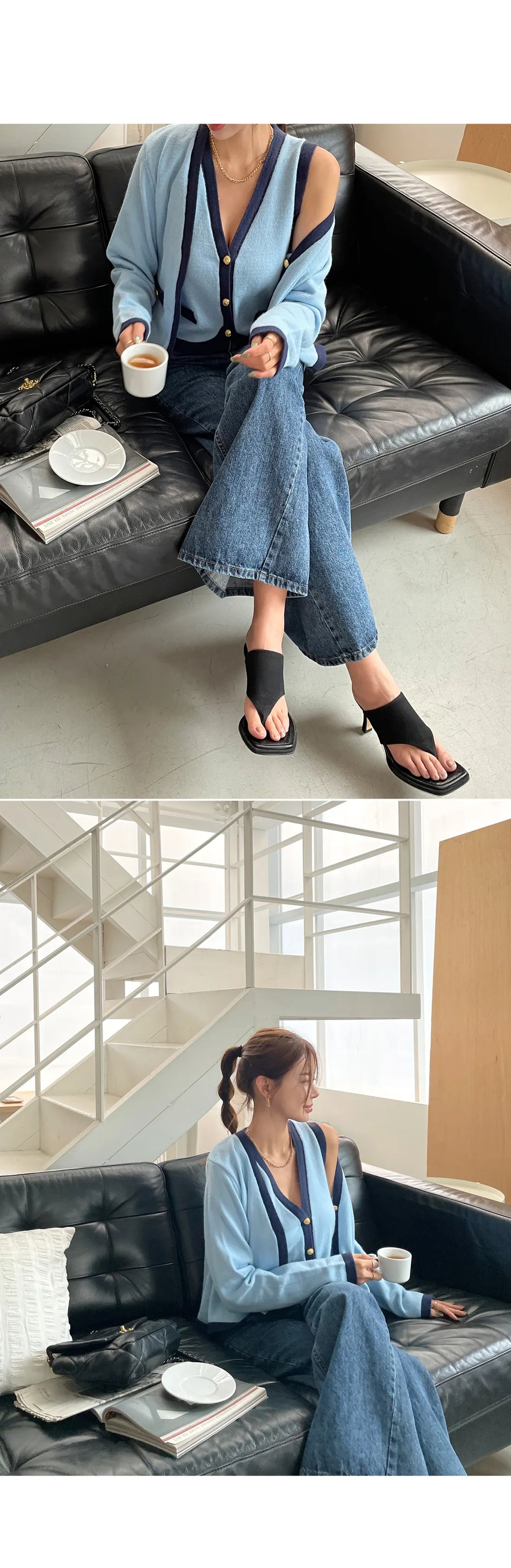 New High Quality Spring Knitted Long Sleeve V-neck Cardigan Coat + Sexy Short Camisole Crop Top Sweater Two Piece Sets Elegant