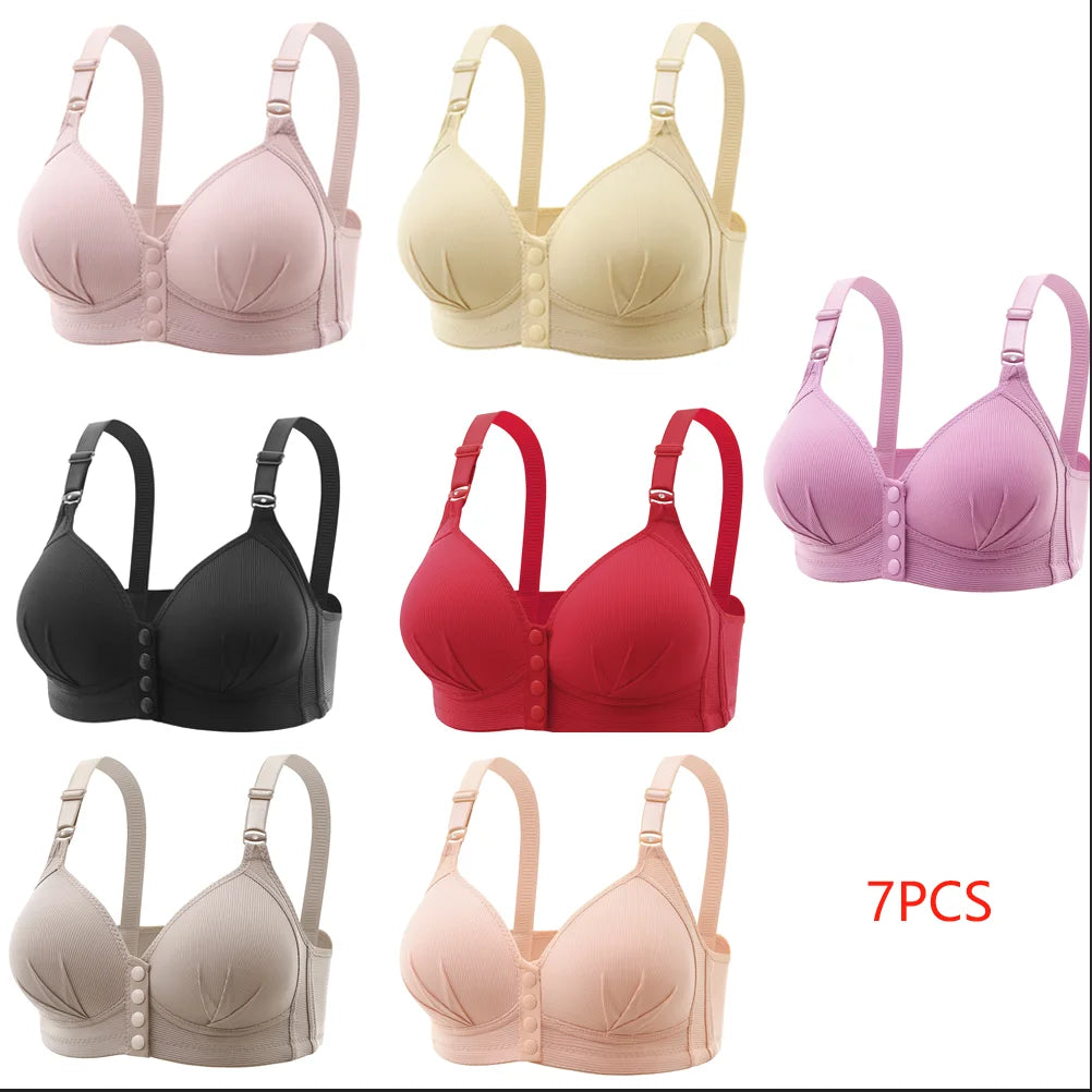 New Front Button Type Sexy Brassiere Anti-sagging Gathered No Steel Ring Ladies Mother Large Size Thin Section Underwear Bra