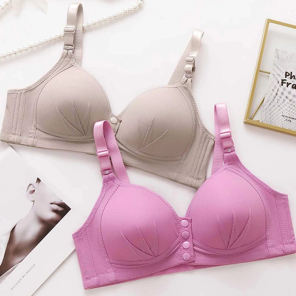 New Large Size Front Buckle Sexy Push up WOMEN'S Bra Adjustable Thin Cup Breathable Comfortable Middle-aged Mom Ladies Underwear