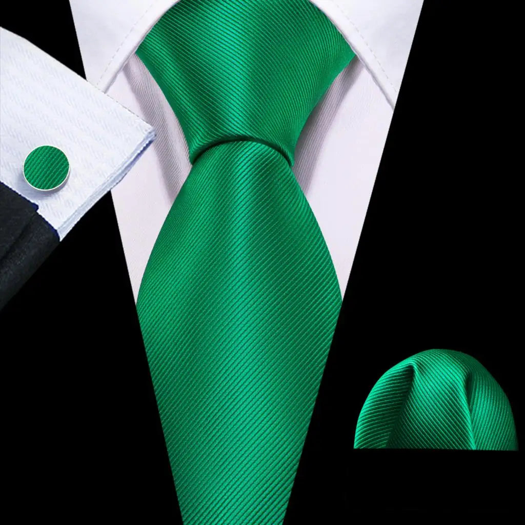 Barry.Wang Green Mint Teal Men Tie Hanky Cufflinks Set Jacquard Olive Sage Lawn Cyan Necktie for Male Wedding Business Gift