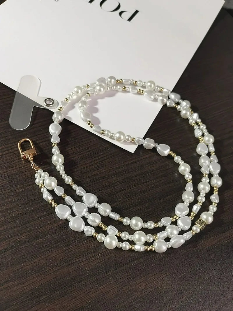 Pearl Crossbody Lanyard Women's Ins Outdoor Travel Mountain Climbing Fashion Back Chain Mobile Phone Lanyard Xiaoxiangfeng