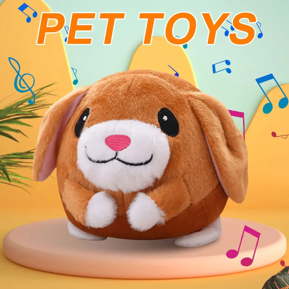 Electronic Pet Dog Toy Ball Pet Bouncing Jump Ball Music Vibration Bite Puppy Ball Interactive Dog Chewing Moving Plush Doll Toy