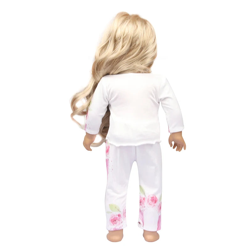 Doll Clothes Pajamas  For 43cm Baby New Born&American 18 Inch Girl Doll Unicorn Shark Cartoon Clothes Suit For Generation Doll