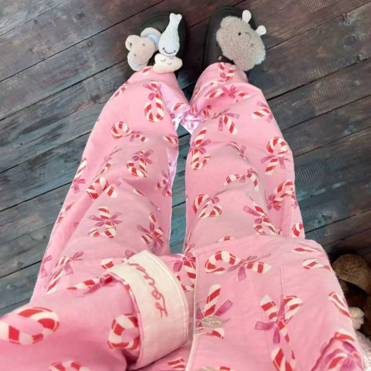 Autumn Winter Women PJS Cotton Ground Wool Sleepwear Warm Thick Cartoon Long Sleeve Pants Pajamas Ladies Homewear Month Clothes