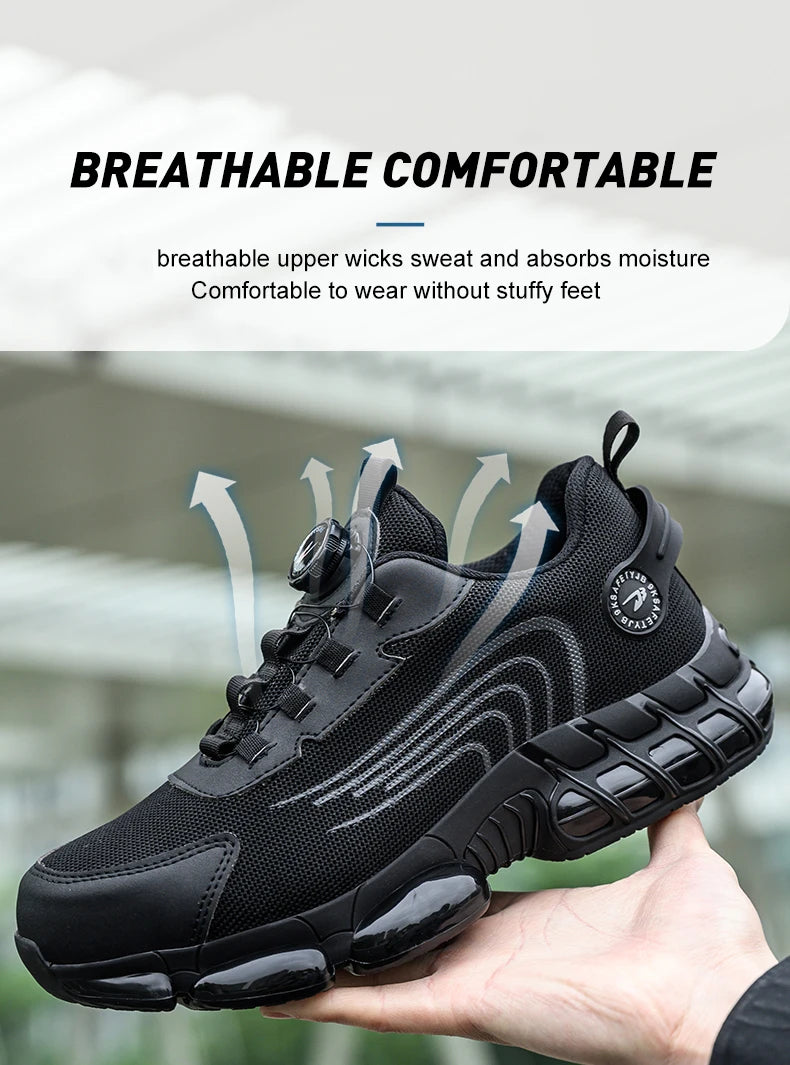 Unisex Rotating Button Safety Shoes Men For Work Sneakers Shoes Puncture-Proof Protective Women Shoes Steel Toe Work Boots