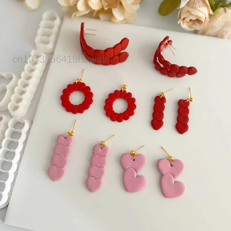 Valentine's Day Love Overlay Strip Polymer Clay Cutters Skinny Hearts Ceramic Earring Pendant Jewelry Pottery Clay Making Tools
