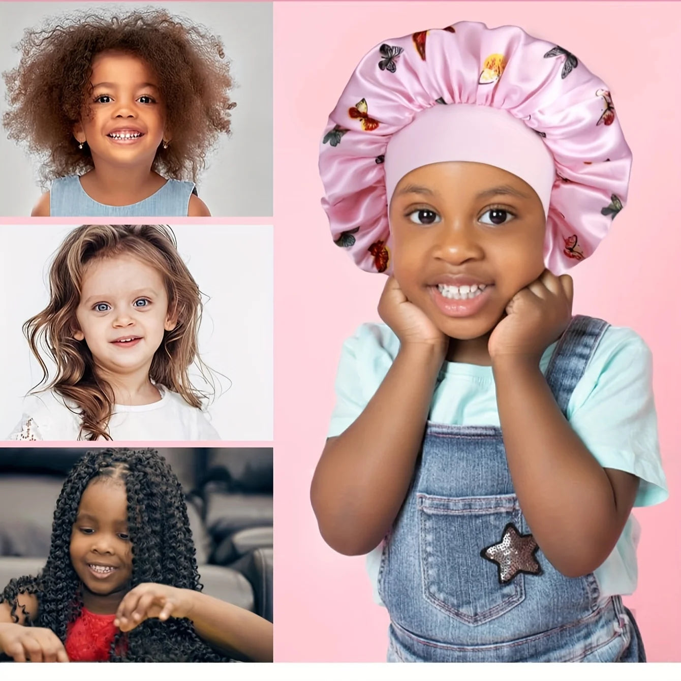 Children Bonnet New Wide Edge Elastic Butterfly Printing Sleep Fashion Leisure Home Comfortable Nightcap Hair Cap