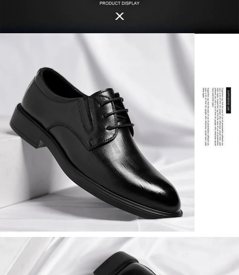 3 6 8cm Heel Men's Dress Shoes New Designer Cow Leather Increase Casual Spring Autumn Black Platform Wedding Shoes Male