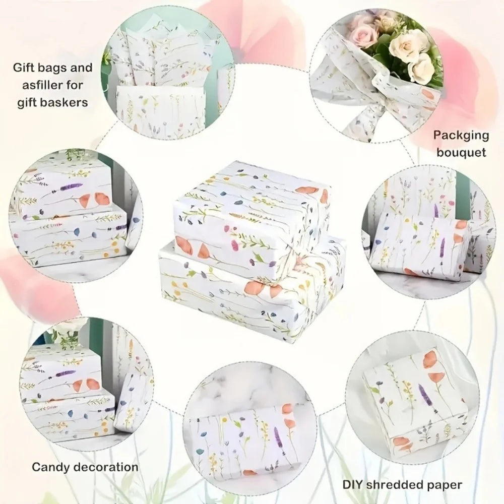 20 Sheets 14x20 Inches Lavender Print Tissue Packaging Paper Semi-Transparent for Christmas Birthdays Weddings Valentine's Day