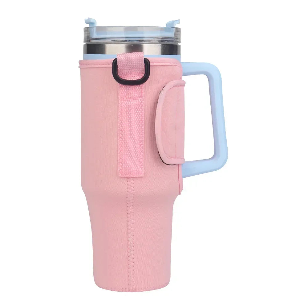 40oz Water Bottle Carrier Bag Pouch Cover for Thermos Water Bottle Holder Adjustable Shoulder Strap Mug Cover