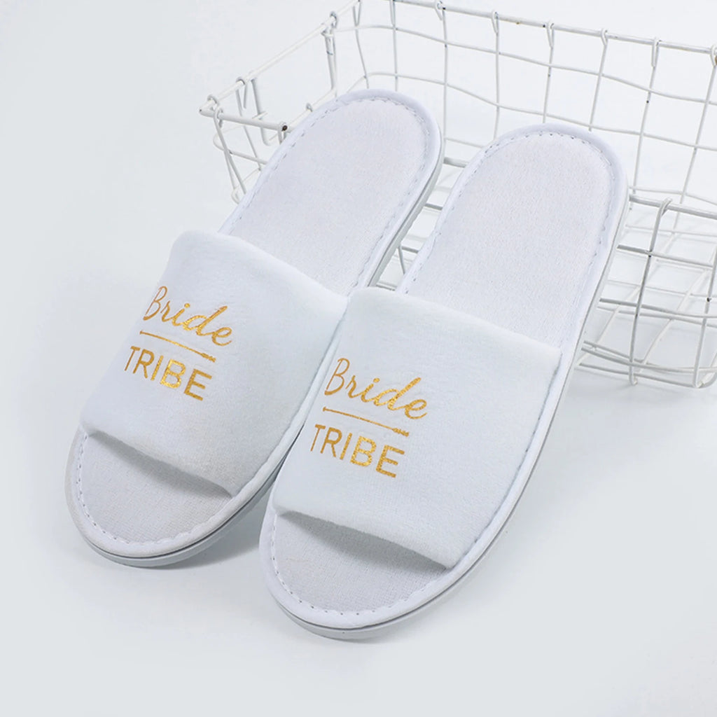 Personalised Wedding Bridal Party Slippers Bride / Bridesmaid Gift rose gold foil gold glitter Open Toes Slipper
