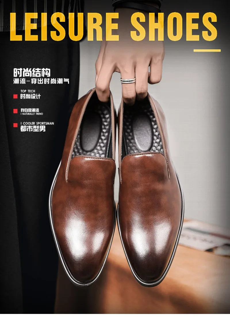 Men Shoes Classics Red Sole Leather Shoes Italian Brand Casual Shoe British Business Formal Dress Shoes Men's Loafers Big Size48