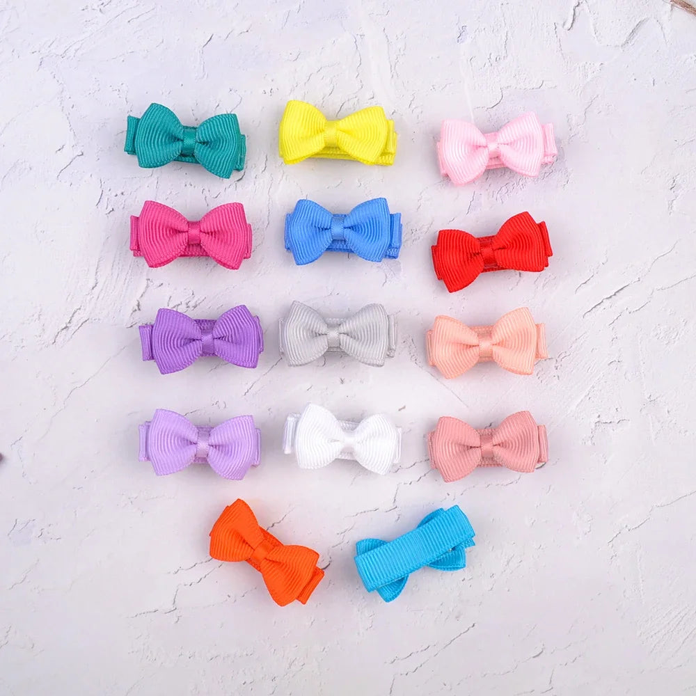 1.2 Inches Solid Colors Mini Hair Bows With Clip For Kids Girls Hairgrips Ribbon Covered Safety Bows Headwear Hair Accessories