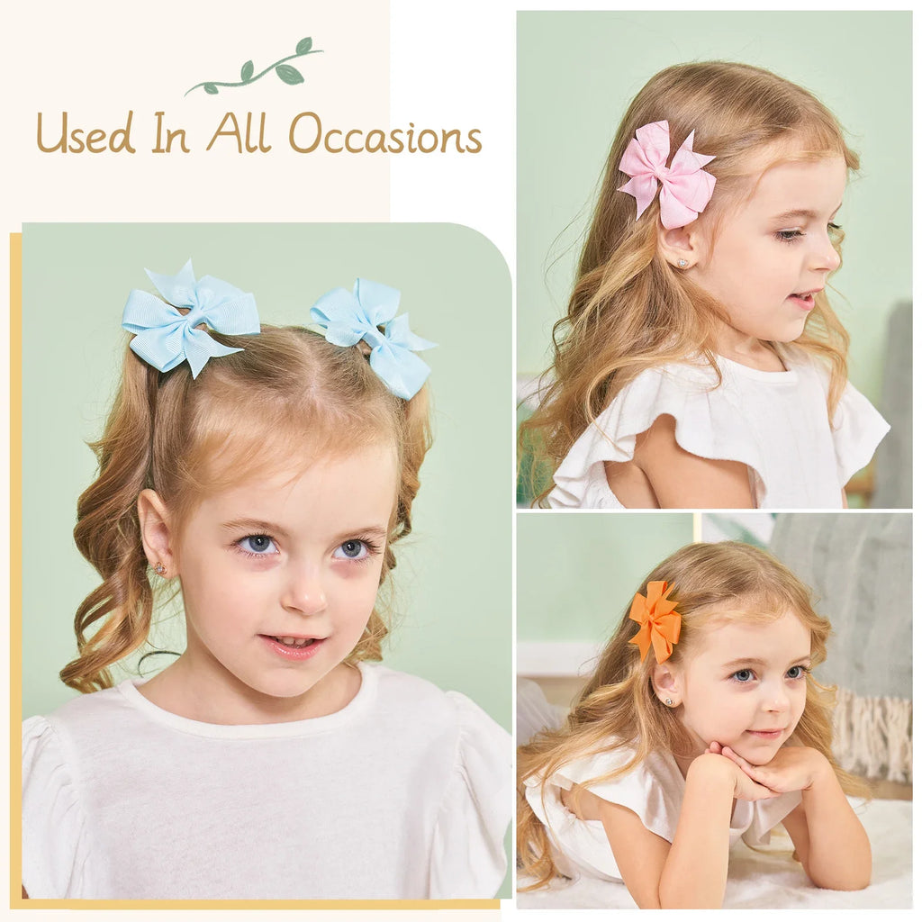 20/40Pcs Sweet Random Candy Color Bow Hair Clip Set for Baby Girls Cute Ribbon Hairpin Kids Headwear Kids Hair Accessories Gifts